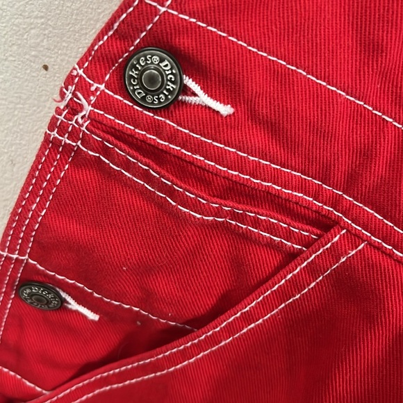 Dickies Womans Red Overall Bibs - Picture 7 of 14